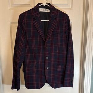 Dior Blue and Red Plaid Blazer Classic Suit Jacket